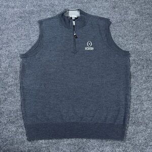 Peter Millar Crown Soft 1/4 Zip Golf Sweater Vest Mens XL Gray Merino Wool Silk